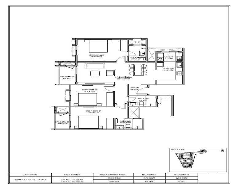 Birla Evara 3 BHK Floor Plan